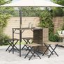 5 Piece Garden Dining Set Foldable Beige Poly Rattan Image 3