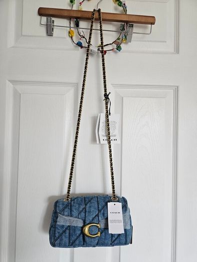 coach quilted denim tabby bag