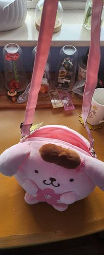 Sanrio pompompurin sakura cute plush bag limited edition