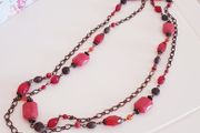 Long Red Beaded Necklace