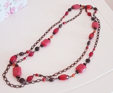 Long Red Beaded Necklace