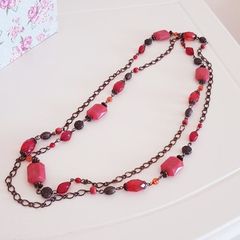 Long Red Beaded Necklace