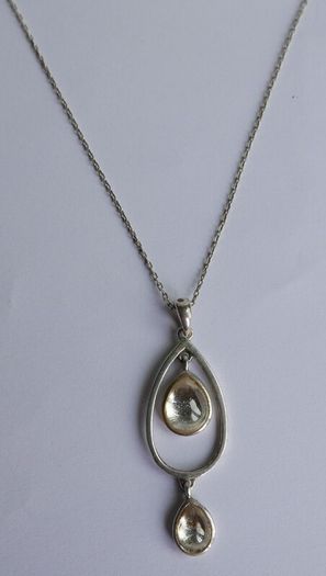 Vintage Sterling Silver 925 "Teardrop " Pendant and Necklace length 21" - 6,58g