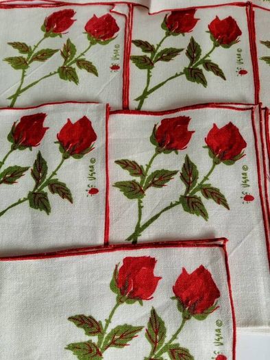 Vera Neumann, vintage table mats & napkins, vintage linen,