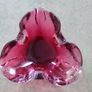 Cranberry pink art glass ashtray Murano style layered glass. Image 7