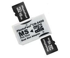 Dual Slot MicroSD/TF to MS Pro Duo Adapter | White | For PSP & MS Pro Duo Devices | New