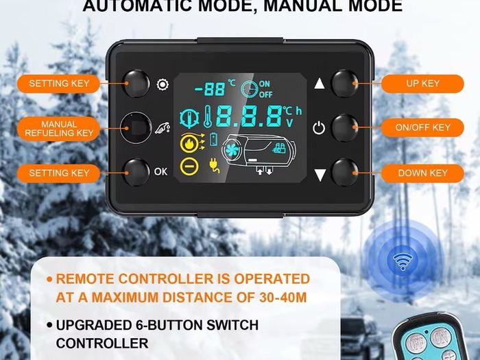 5kw-8KW 12V Portable All In One  Diesel Air Heater with LCD Monitor Car parking Air Heater for Campervan Tent Trucks