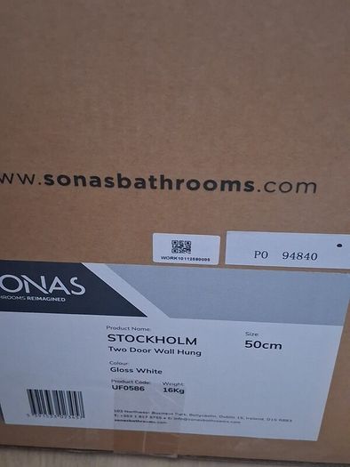 Sonas Stockholm 2 door Wall Hung Vanity Unit With Basin and Handle