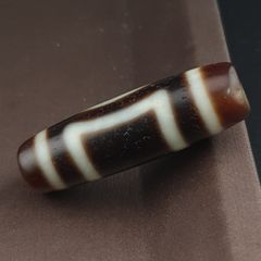 Antique Himalayan Tibetan Circle & Square Eyes Agate Dzi Bead Amulet Pendant