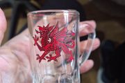 Vintage Welsh Dragon Mini Glass Tankard