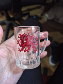Vintage Welsh Dragon Mini Glass Tankard
