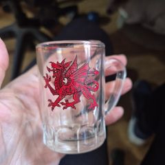 Vintage Welsh Dragon Mini Glass Tankard