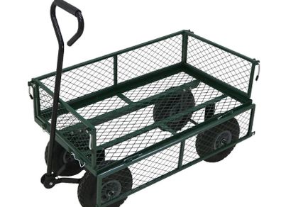 Heavy Duty Metal Green Garden Cart Utility Trolley NEW