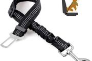 Dog Seat Belts for Cars - Dog Seat Belt Adjustable Elastic Bungee - Strong Durable Dog Car Harness - Car Dog Seat Belt 360 Degree Swivel Attach Won't Twist, Reflective, Easy to Use (BLACK)