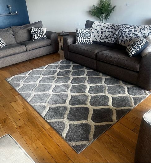 Grey and white rug