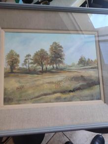 FRAMED Vintage Original  Gem Oil Painting ON Canvas Impressionist Landscape -Signed, A. VALANTINE