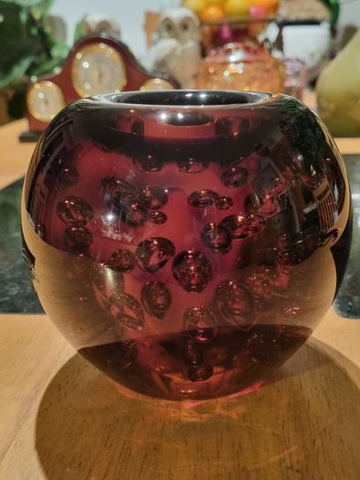 Vintage large Murano glass tea candle holder