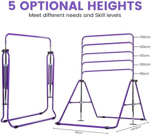 Gymnastics bar for kids - A great piece of gymnastic equipment for home use for a range of ages - Rings and hand grips included