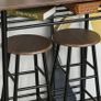 Bar Table Set, Bar Table and Stools Set, Footrest and Storage Shelf, for Kitchen, Dining Room, Pub, Cafe, Black and Oak Image 7