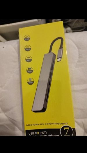 7 in 1 USB C Hub to HDMI-compatible Adapter OTG Thunderbolt 3 Dock with PD TF SD Jack3.5mm for Macbook Pro/Air