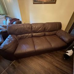 Brown leather 3 seater