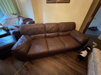 Brown leather 3 seater