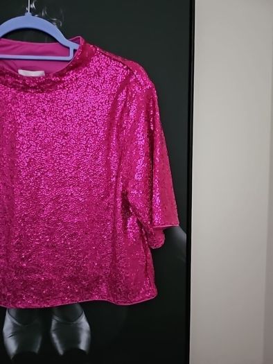 Pink Sequins Blouse S New