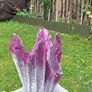Handmade Cement Planter - Abstract Pink and Silver Concrete Flower Pot - Unique Drape Vase Image 4