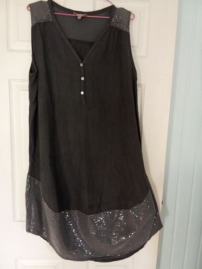 Linen Dress with Sequins