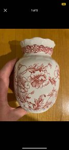 Victorian Red Transferware Porcelain Vase