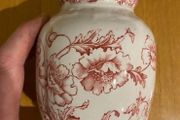 Victorian Red Transferware Porcelain Vase