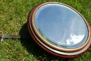 Victorian Wood and Brass Swivel Wall Mirror