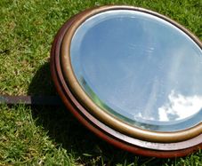 Victorian Wood and Brass Swivel Wall Mirror
