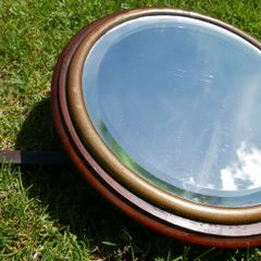 Victorian Wood and Brass Swivel Wall Mirror