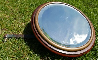 Victorian Wood and Brass Swivel Wall Mirror