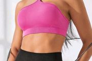 Pink Halter neck Sports Top, size S