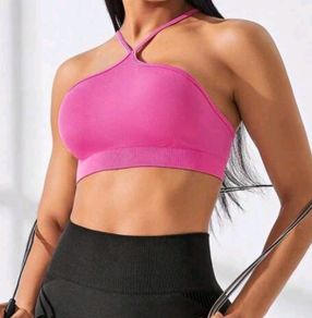Pink Halter neck Sports Top, size S