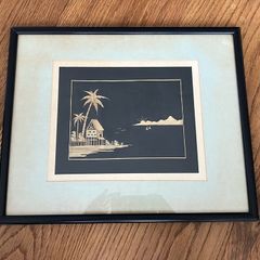 Vintage Framed Chinese Straw Art