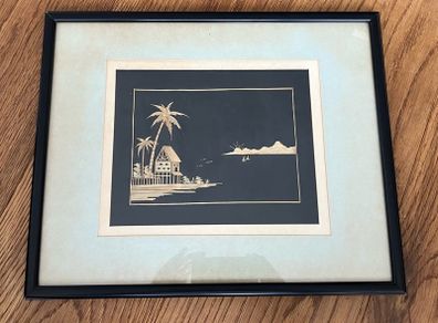 Vintage Framed Chinese Straw Art