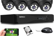 5MP 8CH CCTV Security Camera System with 1TB Hard Drive, 8 Channel Expandable DVR, 4pcs 3K IP66 Waterproof Metal Dome Cameras, with Human/Vehicle/Face Activated Full Color Night Vision