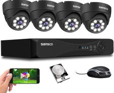 5MP 8CH CCTV Security Camera System with 1TB Hard Drive, 8 Channel Expandable DVR, 4pcs 3K IP66 Waterproof Metal Dome Cameras, with Human/Vehicle/Face Activated Full Color Night Vision