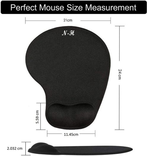 Mouse Mat Black Anti-slip Comfort Mouse Pad Mat With Gel Foam Rest Wrist Support For Pc Laptop - Compatible With Laser And Optical Mice