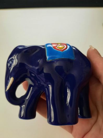 Authentic Emaux d'Art de Longwy Ceramic Elephant Figurine
