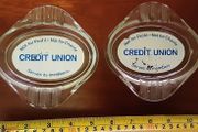 credit union glass ashtray ( only one  )