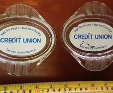 credit union glass ashtray ( only one  )