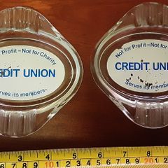 credit union glass ashtray ( only one  )
