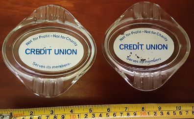 credit union glass ashtray ( only one  )