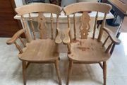 2 x Extremely Solid Carver Wooden Kitchen Dining Chairs - Can Deliver