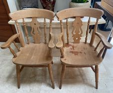2 x Extremely Solid Carver Wooden Kitchen Dining Chairs - Can Deliver