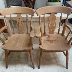 2 x Extremely Solid Carver Wooden Kitchen Dining Chairs - Can Deliver